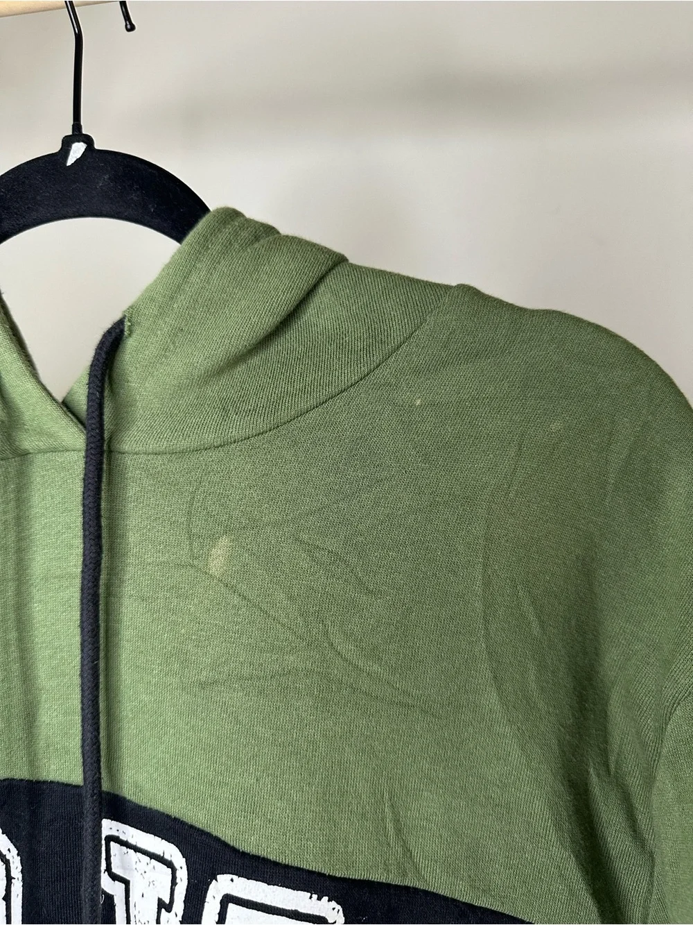 True Religion Hoodie Olive Green Black Split Arch Spellout Pullover Sweatshirt